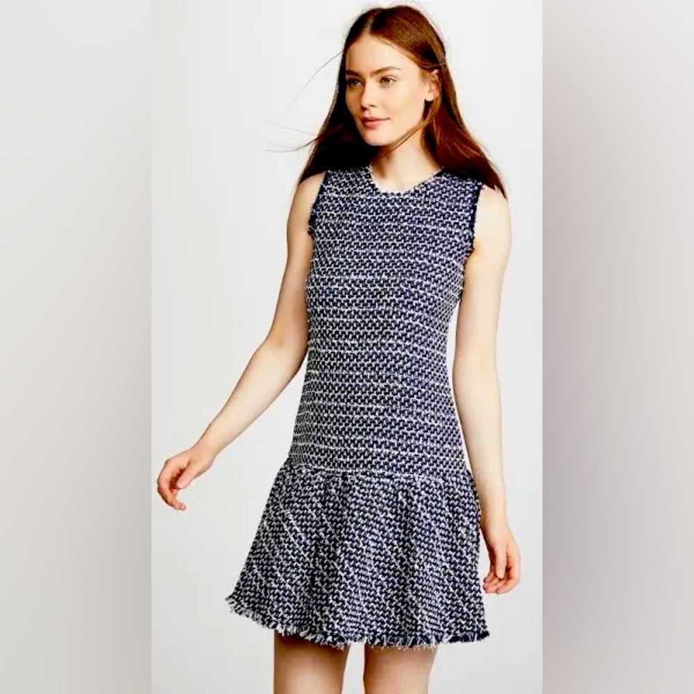 Classic Rebecca Taylor Multi Tweed Dress Blueberry Combo